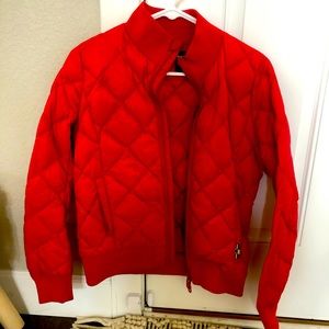 Stunning real down red Horze Bomber jacket XS in like new condition